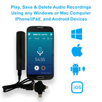 Powerbank Audio Recorder uploading files to  mobile device